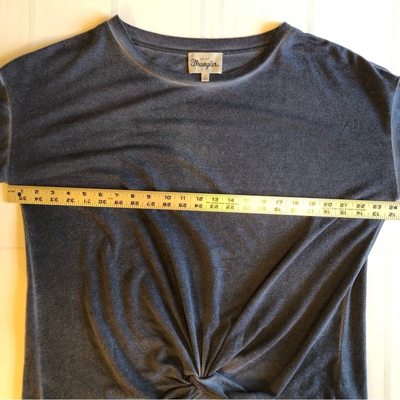 Wrangler Blue Tie Front Tee w/Long Sleeve Lace Accents Size XL - Picture 3 of 9